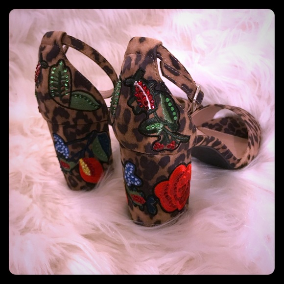 Steve Madden Shoes - STEVE MADDEN Leopard Print Open Toe Heels